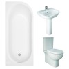 RAK Tonique Close Coupled Open Back Modern Bathroom Suite with J-Shape Bath - Right Handed - 1700mm