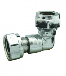 Chrome Compression 15mm X 1/2" Bent Tap Connector