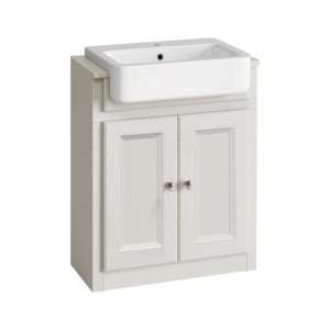 Ivory White Vanity Unit Basin Floor Standing 667mm