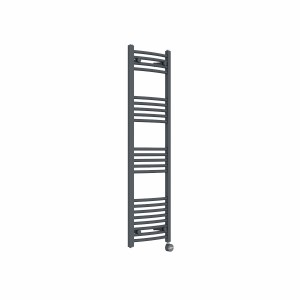 Fjord 1400 x 400mm Curved Anthracite Thermostatic Touch Control Electric Heated Towel Rail