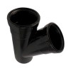 Soil Push Fit 110mm Double Socket 45 Degree Tee Black
