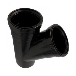 Soil Push Fit 110mm Double Socket 45 Degree Tee Black
