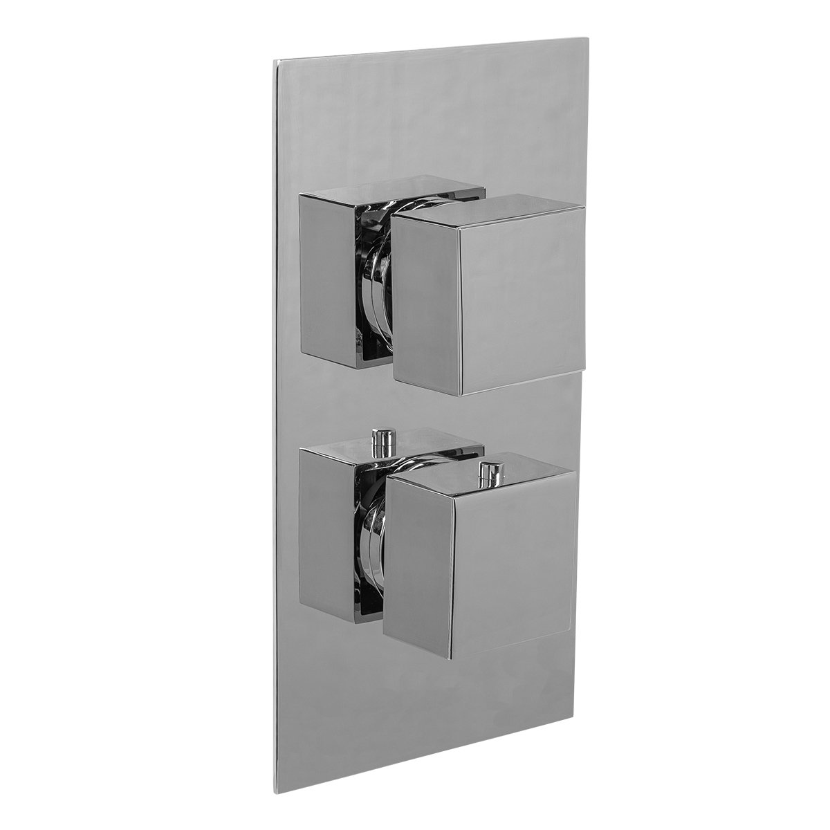 Modern Twin Square Concealed Thermostatic Shower Valve, 1 Outlet Chrome