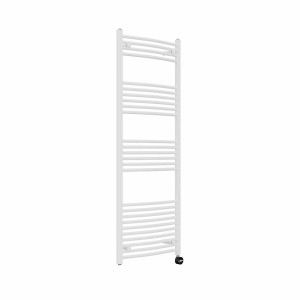 Fjord 1600 x 600mm Curved White Thermostatic Touch Control Electric Heated Towel Rail