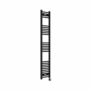 Fjord 1600 x 300mm Curved Black Thermostatic Touch Control Electric Heated Towel Rail