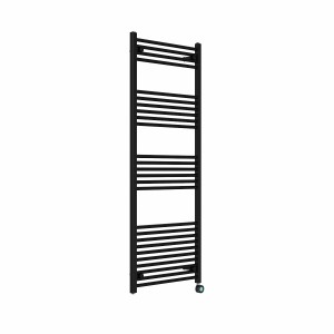 Bergen 1600 x 600mm Straight Black Thermostatic Touch Control Electric Heated Towel Rail