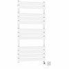 Juva 1200 x 600mm White Flat Panel Electric Towel Rail with White LCD Display Thermostatic Element