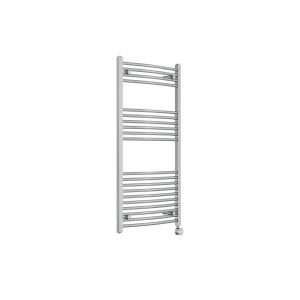 Fjord 1200 x 600mm Curved Chrome Thermostatic Touch Control Electric Heated Towel Rail