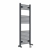 Fjord 1200 x 400mm Dual Fuel Curved Anthracite Thermostatic Electric Heated Towel Rail