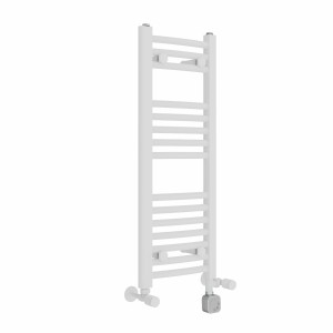 Fjord 800 x 300mm Dual Fuel Curved White Thermostatic Electric Heated Towel Rail