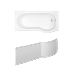 Pendle 1500mm P Shape Shower Bath Right Hand with Front Panel