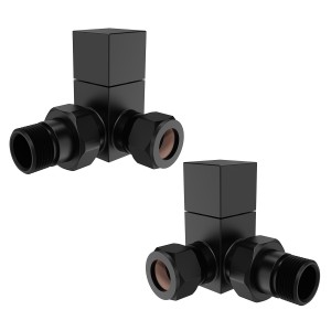 Modern Square Manual Corner Radiator Valves - Black