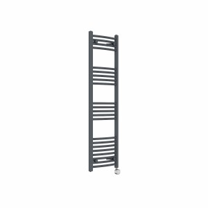 Fjord 1400 x 400mm Curved Anthracite Thermostatic Touch Control Electric Heated Towel Rail