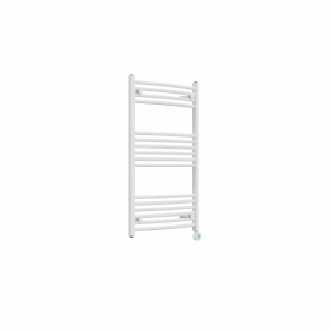 Fjord 1000 x 600mm Curved White Thermostatic Touch Control Electric Heated Towel Rail