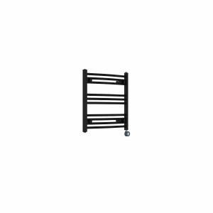 Fjord 600 x 600mm Curved Black Thermostatic Touch Control Electric Heated Towel Rail