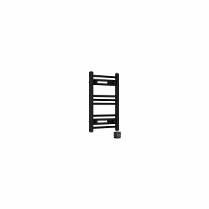 Bergen 600 x 400mm Straight Black Thermostatic Touch Control Electric Heated Towel Rail