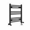 Bergen 600 x 500mm Dual Fuel Straight Black Thermostatic Electric Heated Towel Rail