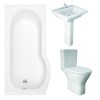 RAK Resort Maxi Open Back Toilet with 550mm Basin Modern Bathroom Suite with P-Shape Shower Bath and Front Panel - Left Hand - 1675mm