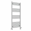 Fjord 1400 x 600mm Dual Fuel Curved Chrome Thermostatic Electric Heated Towel Rail