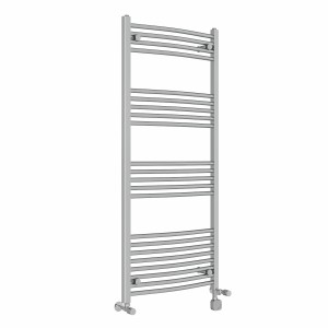 Fjord 1400 x 600mm Dual Fuel Curved Chrome Thermostatic Electric Heated Towel Rail