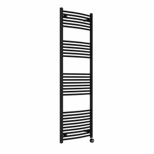 Fjord 1800 x 600mm Curved Black Thermostatic Touch Control Electric Heated Towel Rail