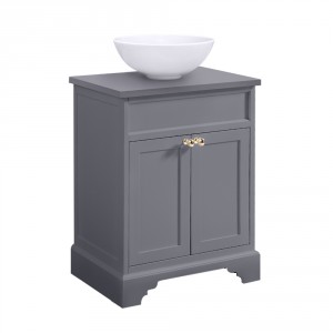 Matte Grey Vanity Unit Countertop Basin Floor Standing 600mm