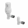 15mm Angled Thermostatic Radiator Valve and Lockshield Pack - White