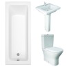 RAK Resort Mini Closed Back Toilet with 550mm Basin Modern Bathroom Suite and Single Ended Bath - 1700 x 750mm