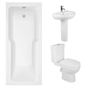Lima Modern Bathroom Suite with Straight Shower Bath - 1700 x 750mm