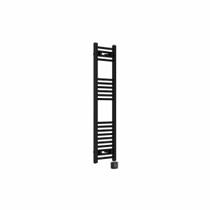 Bergen 1200 x 300mm Straight Black Thermostatic Wifi Control Electric Heated Towel Rail