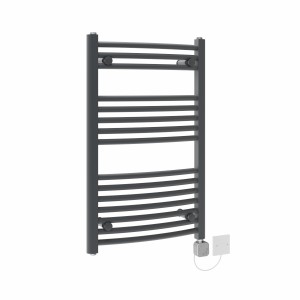 Fjord 800 x 500mm Curved Anthracite HEC Thermostatic Electric Heated Towel Rail