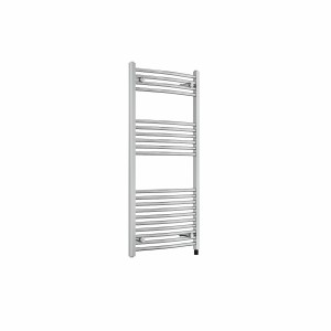 Fjord 1200 x 600mm Curved Chrome Prefilled Electric Heated Towel Rail