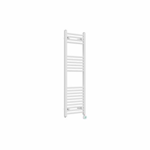 Bergen 1200 x 400mm Straight White Thermostatic Touch Control Wifi Electric Heated Towel Rail