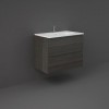 RAK-Joy 800mm Two Door Wall Hung Vanity Unit With Slim Basin - Moka Walnut