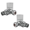 Modern Square Manual Corner Radiator Valves - chrome