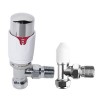 Designer Radiator 15mm Thermostatic Manual White & Chrome Angled Valve Pack