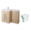 Calm Oak Left Hand Combination Vanity Unit with Rak-Resort Toilet & Soft Close Seat & Concealed Cistern - 1100mm