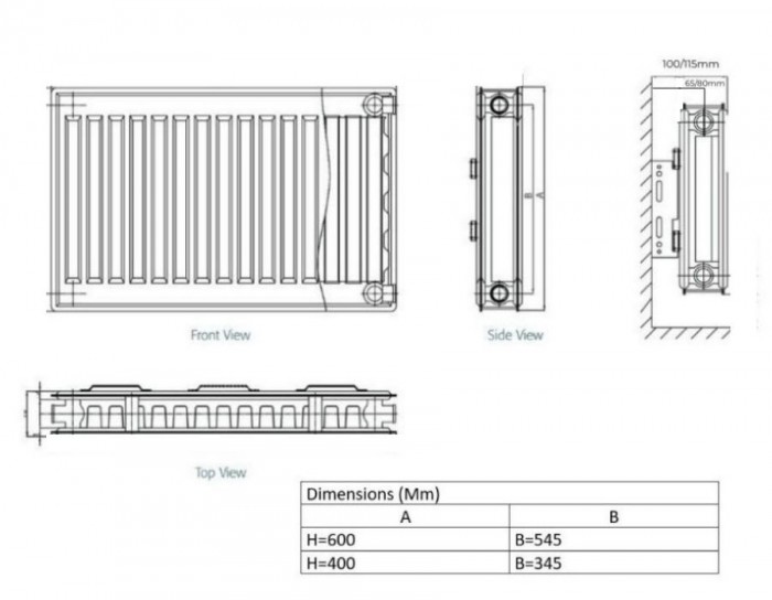 Double Panel 600 X 1000 P+ Radiator Double Radiator 600 X 1000