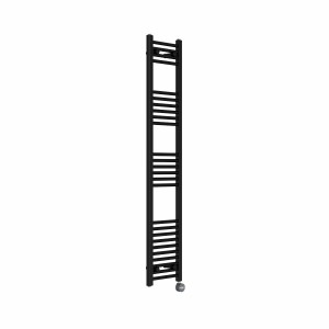 Bergen 1600 x 300mm Straight Black Thermostatic Touch Control Electric Heated Towel Rail