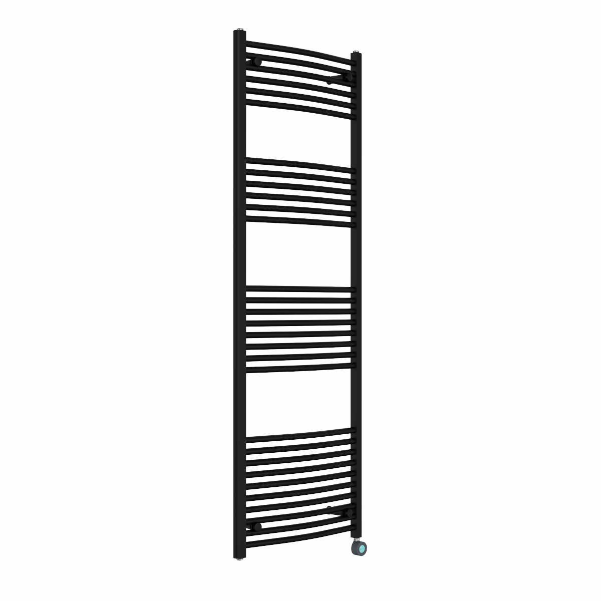 Fjord 1800 x 600mm Curved Black Thermostatic Touch Control Electric Heated Towel Rail
