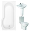 RAK Tonique Close Coupled Open Back Modern Bathroom Suite with P-Shape Shower Bath - Right Hand - 1675mm