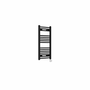 Fjord 800 x 400mm Curved Black Thermostatic Touch Control Electric Heated Towel Rail