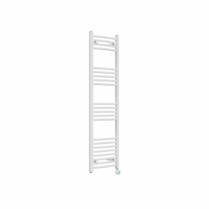 Fjord 1400 x 400mm Curved White Thermostatic Touch Control Electric Heated Towel Rail