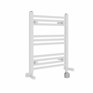 Bergen 600 x 500mm Dual Fuel Straight White Thermostatic Electric Heated Towel Rail
