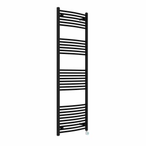 Fjord 1800 x 600mm Curved Black Thermostatic Touch Control Electric Heated Towel Rail