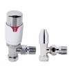 Designer Radiator 15mm Thermostatic Manual White & Chrome Angled Valve Pack