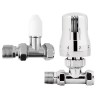Designer Radiator 15mm Thermostatic Manual White & Chrome Straight Valve Pack