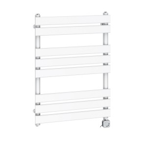 Juva 800 x 600mm White Flat Panel Electric Thermostatic Heated Designer Towel Rail