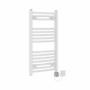 Fjord 800 x 400mm Curved White HEC Thermostatic Electric Heated Towel Rail