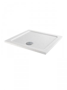 Shower Tray 900 x 900mm ABS Stone Flat Top Square White Sparkle